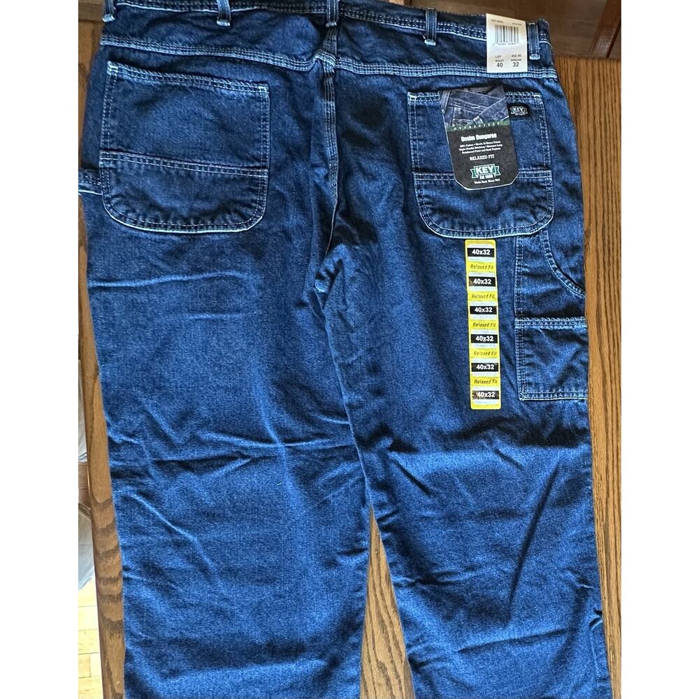 KEY Denim Dungaree Jeans Mens 40x32 Relaxed Fit Blue Carpenter Work Pants NWT
